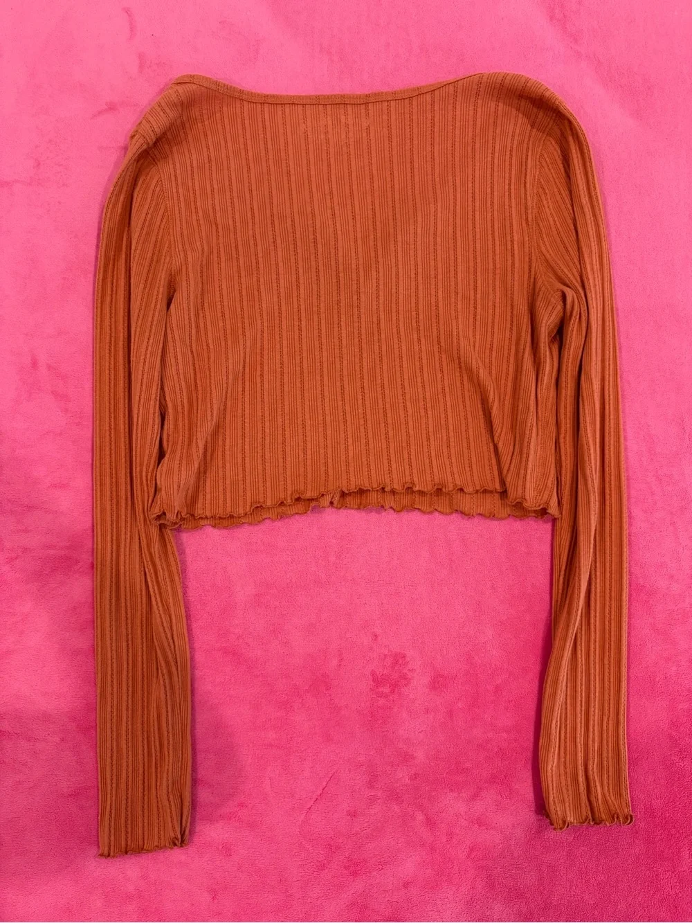 Aeropostale Rust Ribbed Long-Sleeve Crop Top